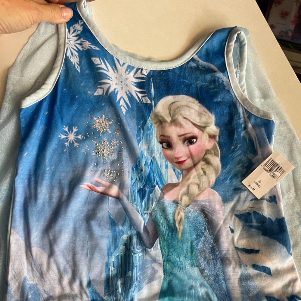 Disney Parks Elsa shirt w/detachable sheer cap bought at Disneyland xs